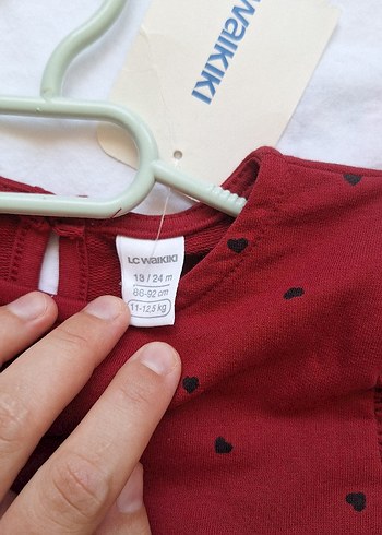18-24 Ay Beden bordo Renk Lc Waikiki Kız Çocuk Elbise Etiketli