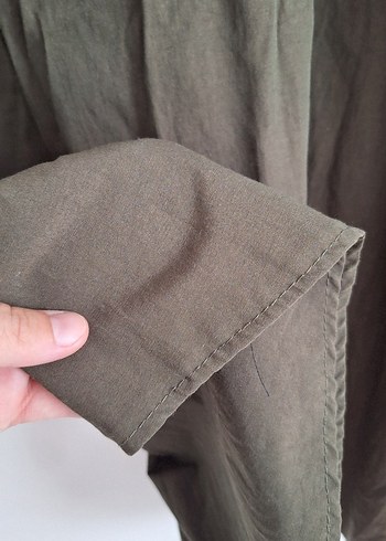 Kadın Haki Uzun Keten Etek - Görsel 3