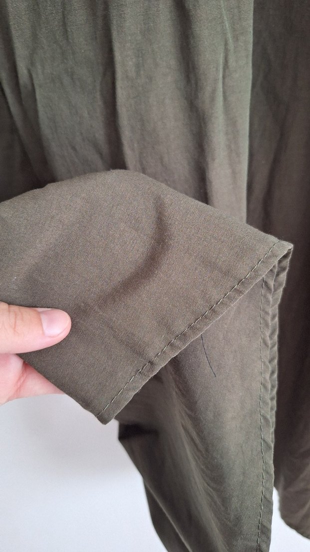 Kadın Haki Uzun Keten Etek - Görsel 3