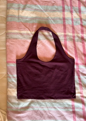 Bordo Askısız Kolsuz Crop Top