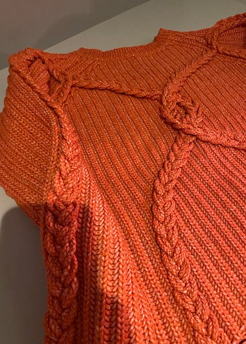 Kırmızı Örgü Kadın Kazak - Görsel 4