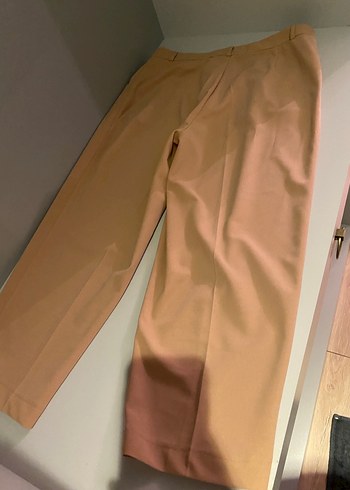 Bej Kemerli Kadın Kumaş Pantolon - Görsel 6