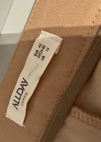 Bej Kemerli Kadın Kumaş Pantolon - Görsel 2