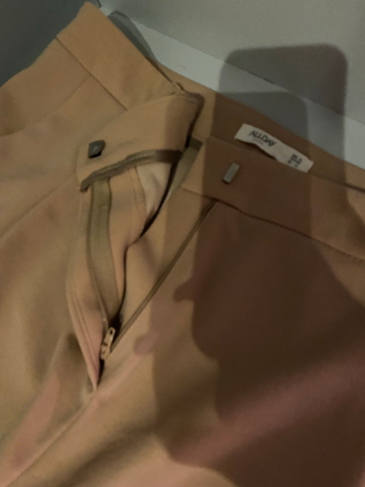 Bej Kemerli Kadın Kumaş Pantolon - Görsel 3