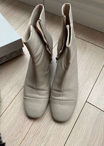 Bej Kadın Blok Topuklu Botlar - Görsel 7