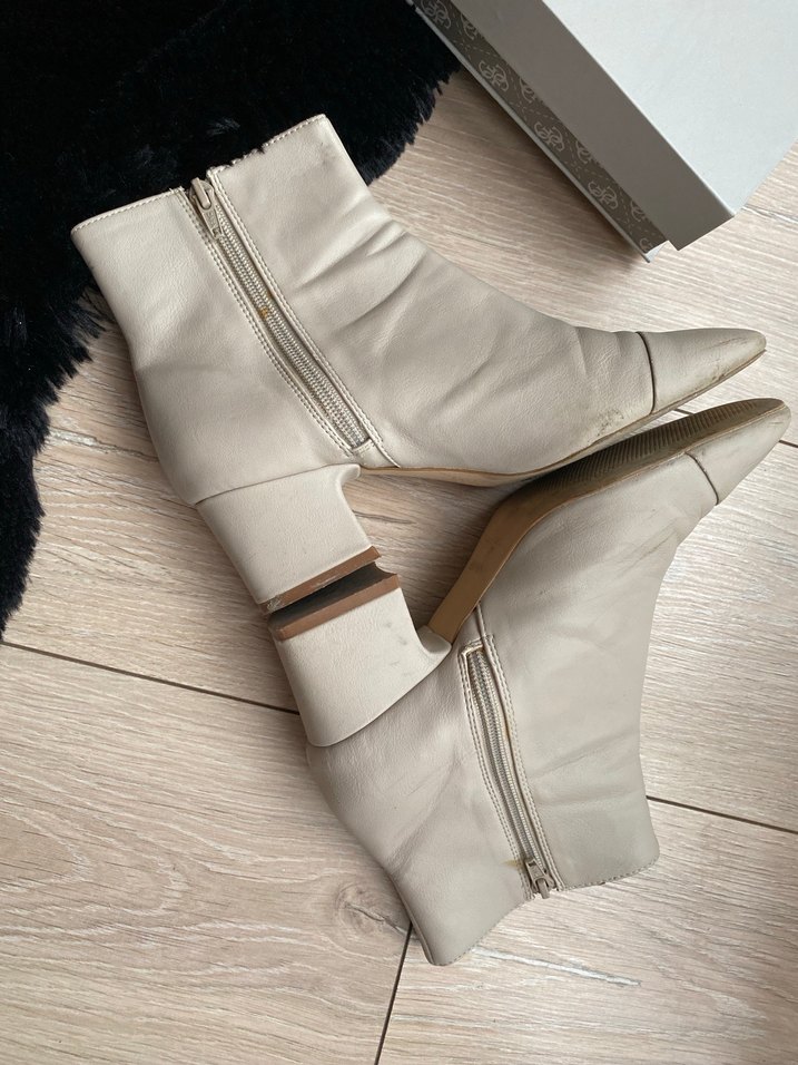 Bej Kadın Blok Topuklu Botlar - Görsel 3