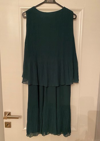 Kadın Yeşil Pilili Uzun Elbise - Görsel 3