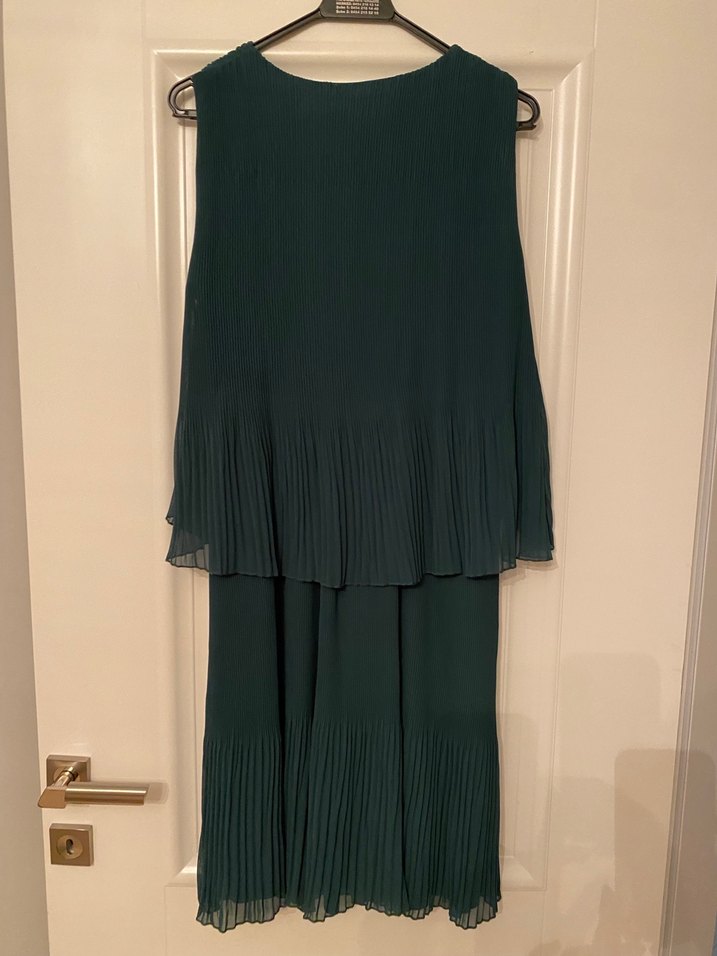 Kadın Yeşil Pilili Uzun Elbise - Görsel 3