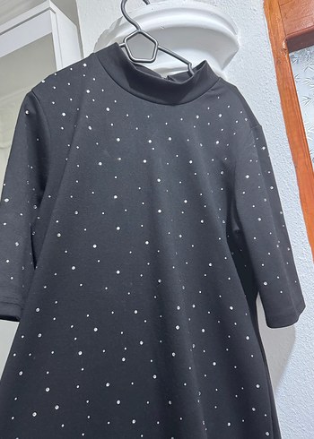 Siyah Payetli Yarım Kollu Midi Elbise - Görsel 3