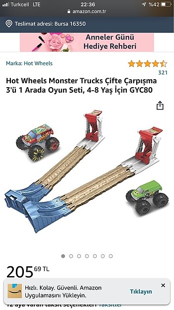 Hotwheels monster tracks çarpışma seti arabalar dahil