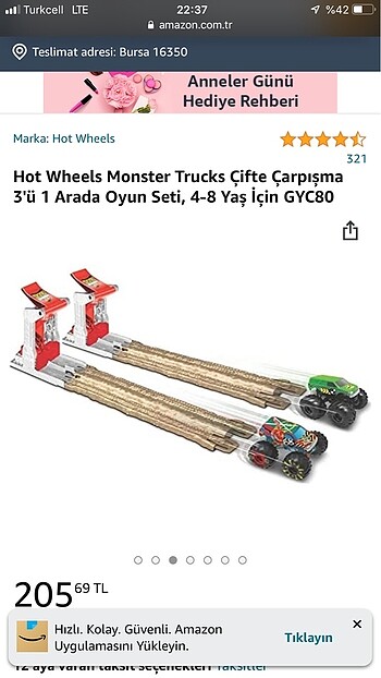  Hotwheels monster tracks çarpışma seti arabalar dahil