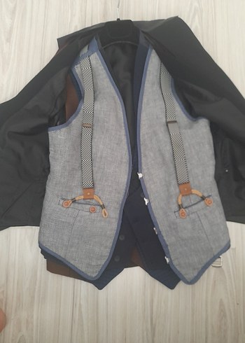 Gri Denim Erkek Ceket Sırtta Tokalı