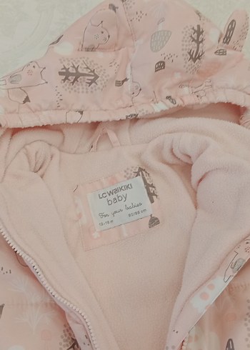 Kız Bebek Pembe Desenli Kürklü Tulum - Görsel 3