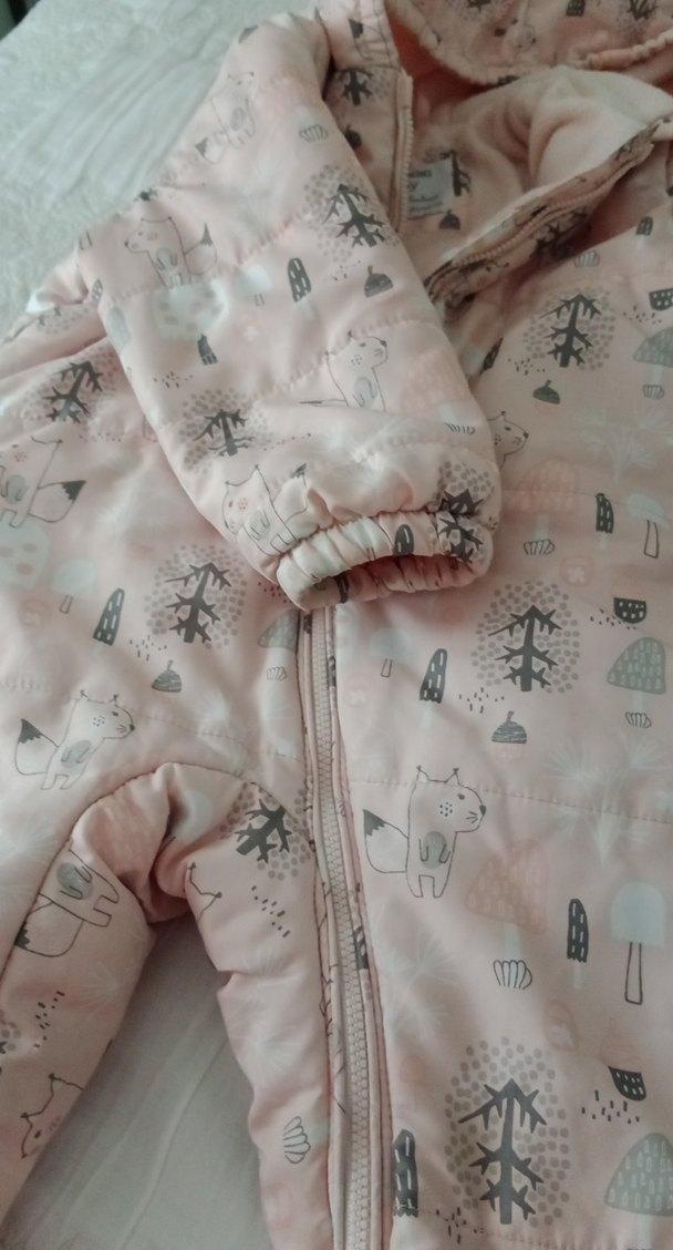 Kız Bebek Pembe Desenli Kürklü Tulum - Görsel 4