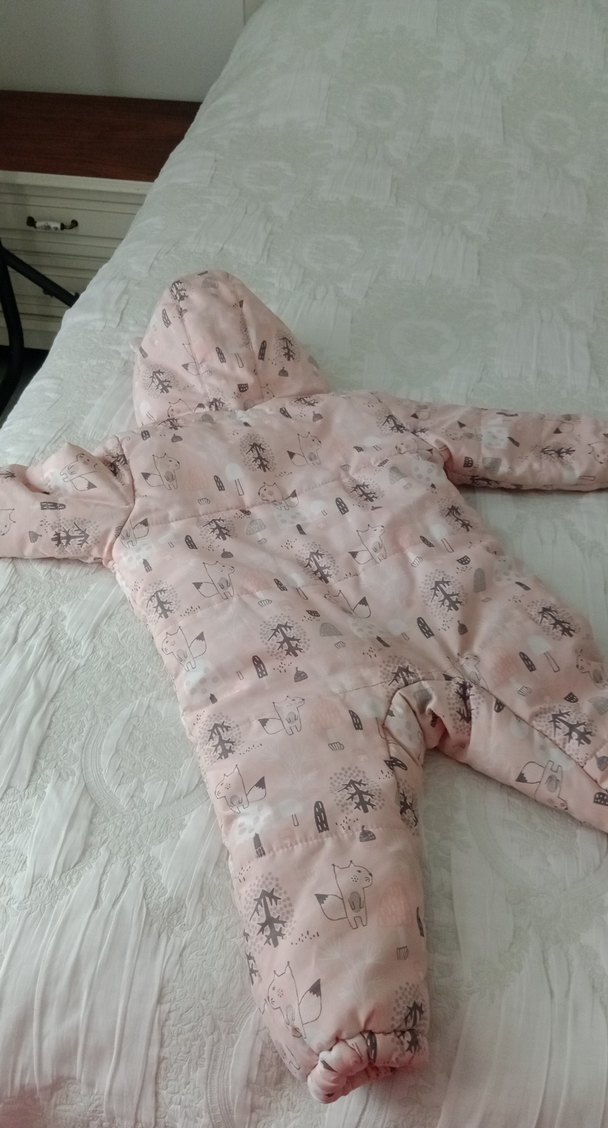 Kız Bebek Pembe Desenli Kürklü Tulum - Görsel 5