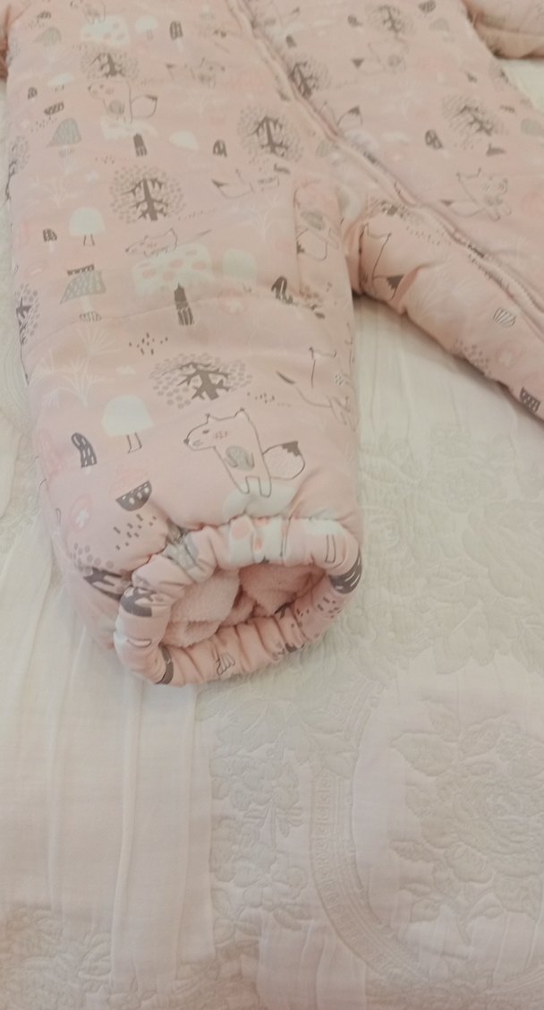 Kız Bebek Pembe Desenli Kürklü Tulum - Görsel 2