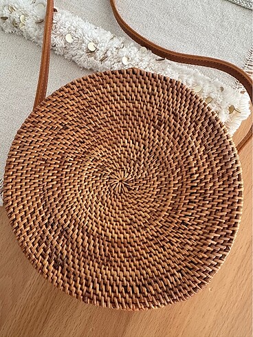  Beden turuncu Renk Rattan Hasır Çanta