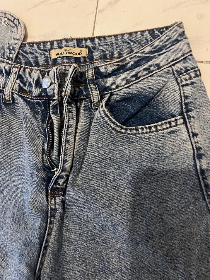 Kadın Gri Bol Kesim Denim  Pantolon - Görsel 2