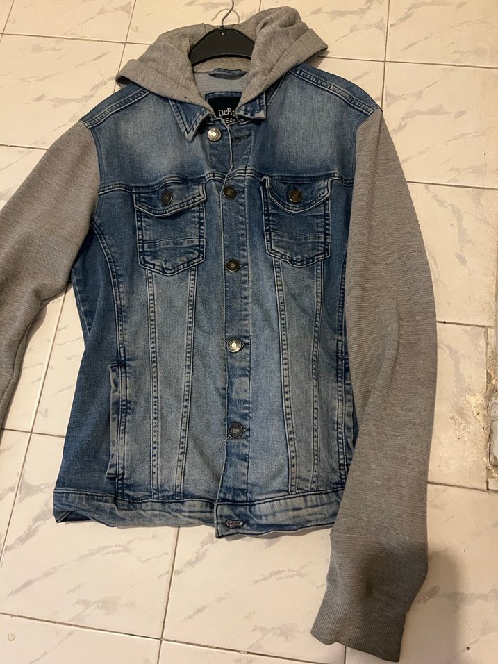 Deriito Gri Düğmeli Kadın Kot Ceket - Görsel 3