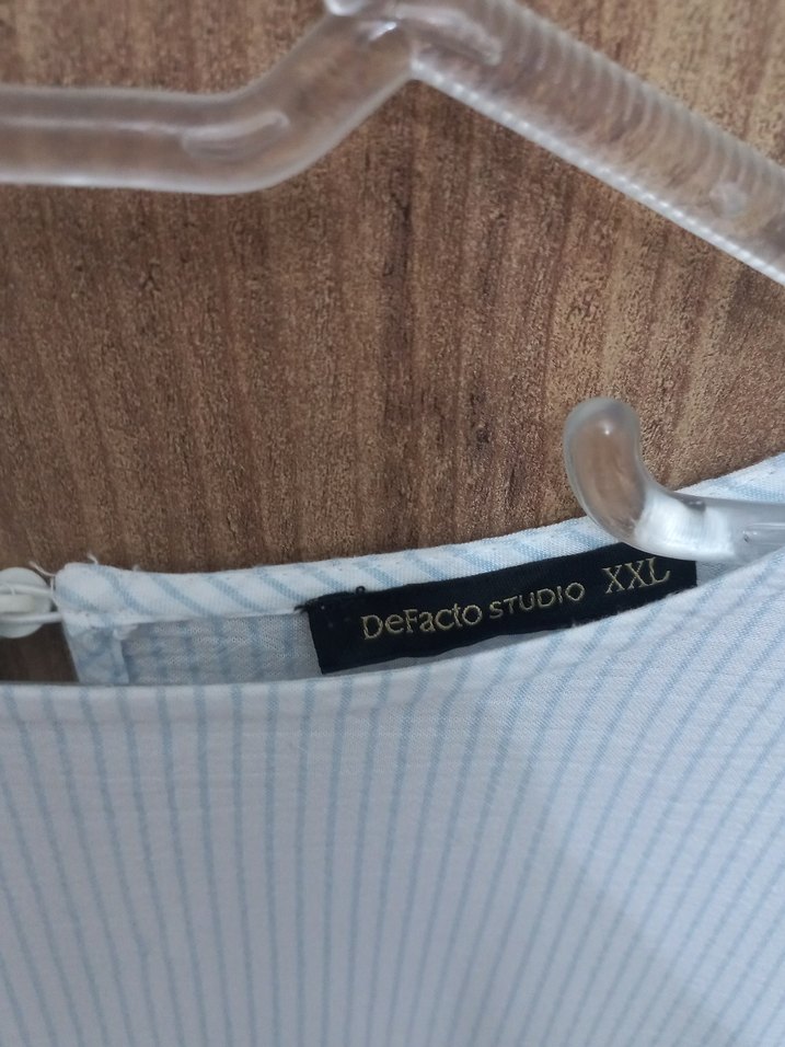 Beyaz mavi Kadın Uzun Kollu Piliseli  Bluz - Görsel 2