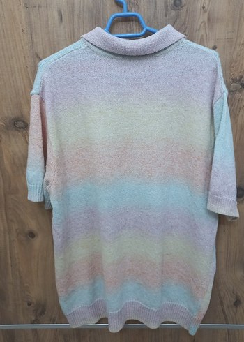 Renkli Örgü Polo Yaka kadın Triko - Görsel 3