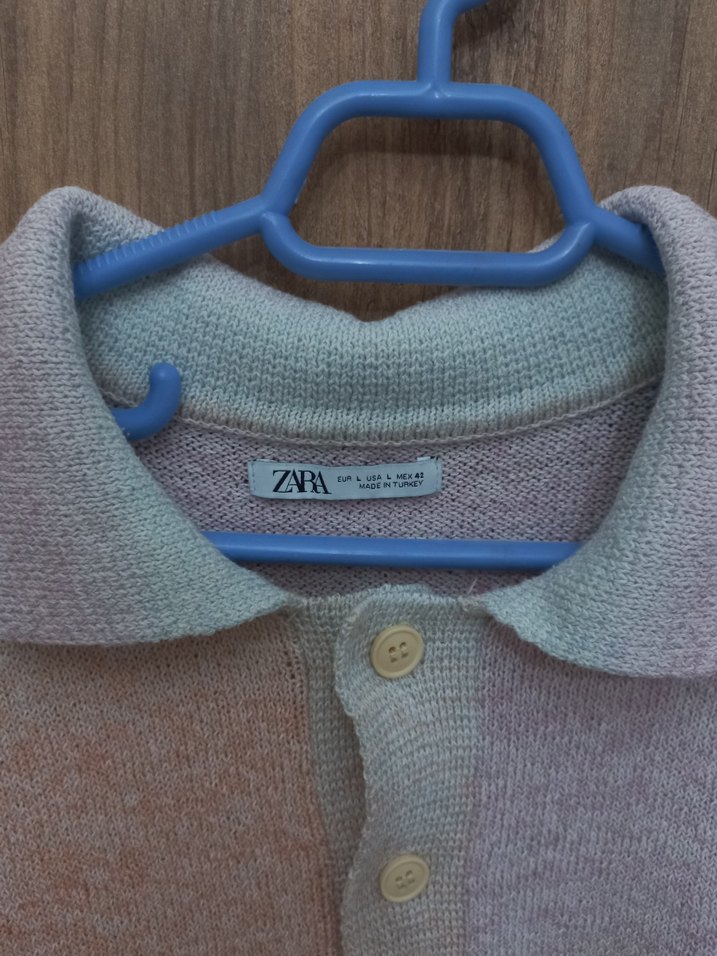 Renkli Örgü Polo Yaka kadın Triko - Görsel 2