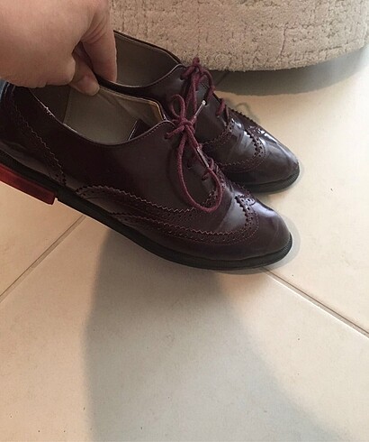 37 Beden bordo Renk Kadın oxford ayakkabı