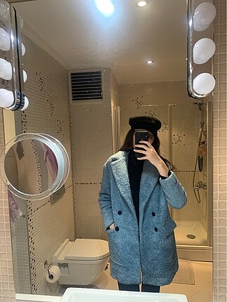 s Beden Zara peluş mavi kaban