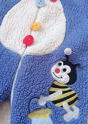 Nakışlı Örgü Erkek Bebek Mavi Tulumu - Görsel 3