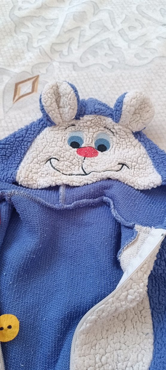 Nakışlı Örgü Erkek Bebek Mavi Tulumu - Görsel 4