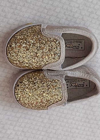 Kızlar için Altın Simli Kaymaz Loafer - Görsel 5