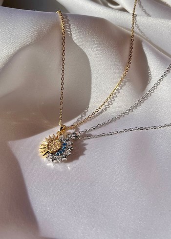 Güneş&Ay 2li Çelik Kolye - Görsel 2