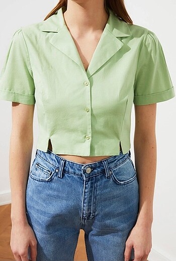 Yeşil crop bluz