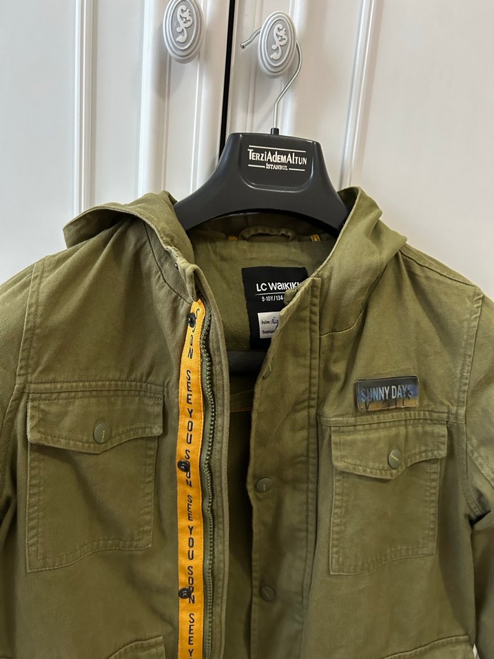 Koyu Haki Erkek Çocuk Kemerli Ceket - Görsel 2