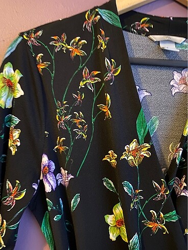 H&M H&M çiçek detaylı siyah elbise