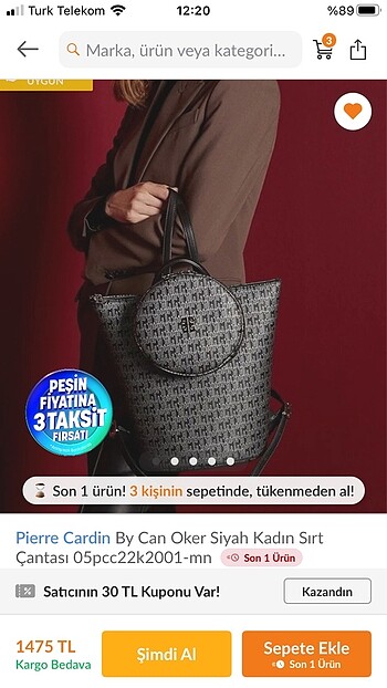 Pierre Cardin sırt çantası