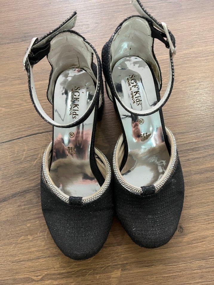 Tokalı Siyah Kadın Dolgu Topuk Ayakkabı - Görsel 4