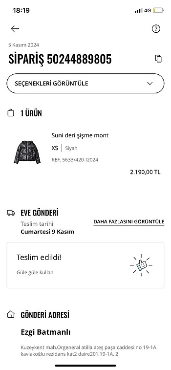 xs Beden Stradivarius deri şişme mont