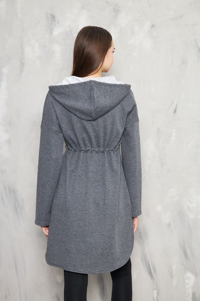 Gri Fermuarlı hırka Sweatshirt - Görsel 2