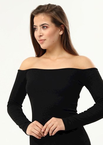 Uzun Siyah Gösterişli Kadın Elbise - Görsel 4