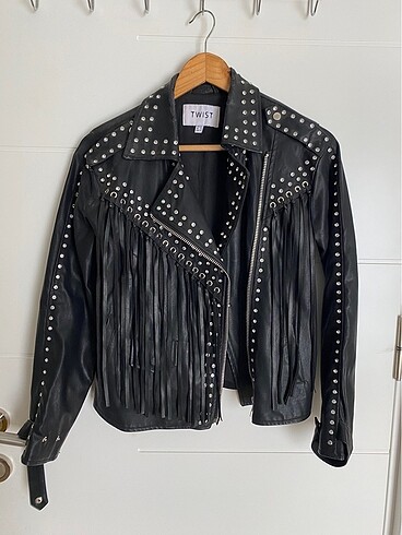 TWIST DERİ PÜSKÜLLÜ BIKER CEKET