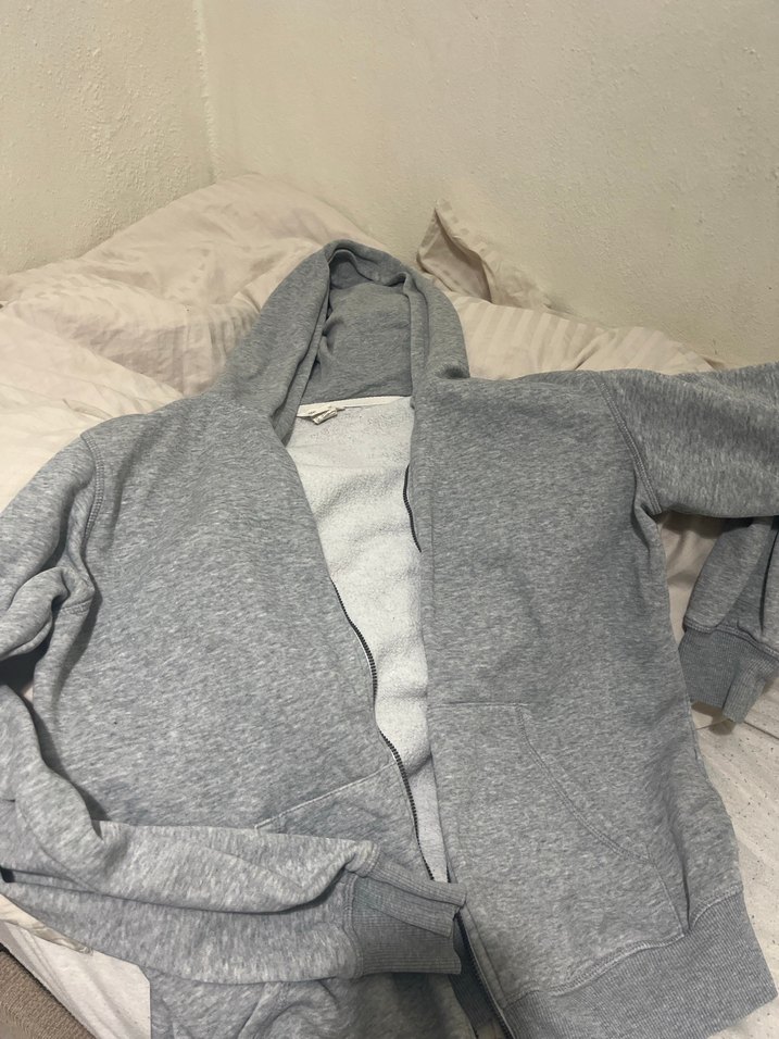 Kapüşonlu Gri Sweatshirt ceket - Görsel 2