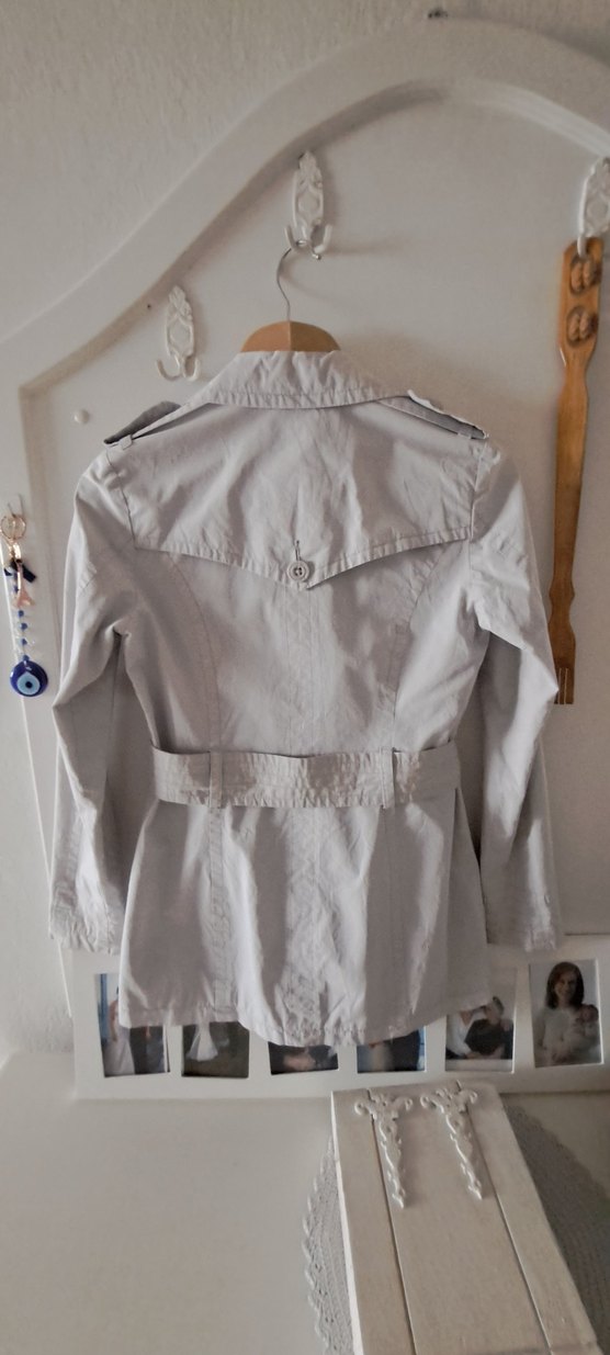 Bej Midi Kadın Trençkot, Düğmeli, Pamuklu - Görsel 2