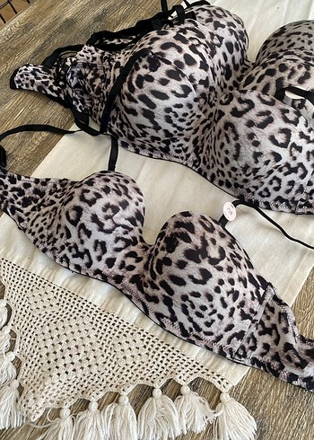 Leopar Desenli Bohem Tarzı Kahverengi Sütyen - Görsel 4