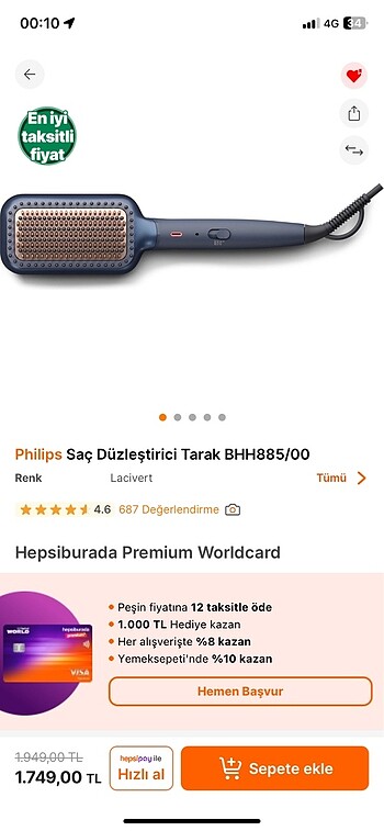 Philips saç düzleştirici tarak