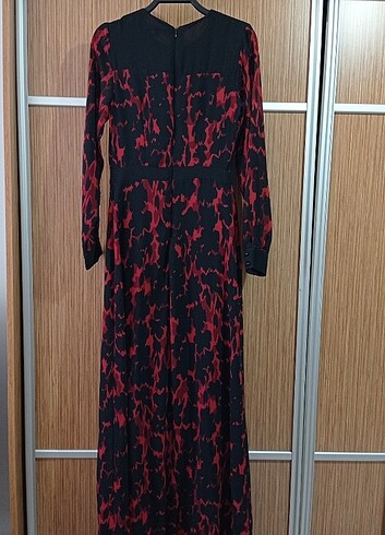 36 Beden bordo Renk Koton marka uzun elbise 