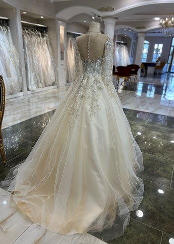 Uzun Kollu Modern Prenses Gelinlik (Sıfır) - Görsel 5