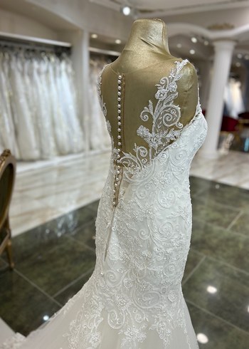 Beyaz Dantel Balık Model Gelinlik - Görsel 6