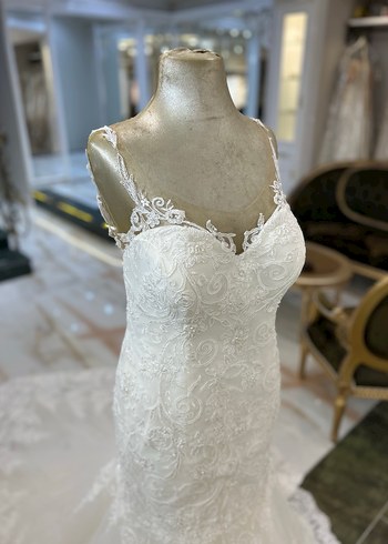 Beyaz Dantel Balık Model Gelinlik - Görsel 3