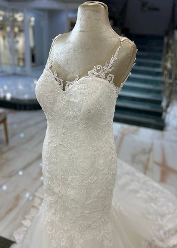 Beyaz Dantel Balık Model Gelinlik - Görsel 4